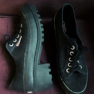 Superga Black Platform Sneakers Size 6.5